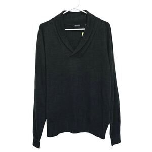 Murano | Shawl Neck Sweater Large Mens Green V Neck Knit NWT $70 Long Sleeve